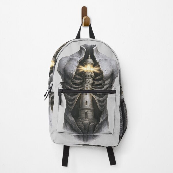 Item preview, Beacon Within – Surreal Lighthouse Ribcage Torso Illustration designed and sold by Shoot-The-Moon.