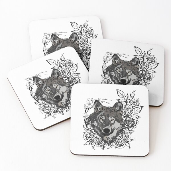 Item preview, Wolf with roses designed and sold by TrendyArtStyle.