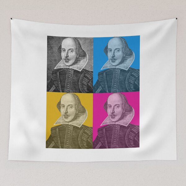 Item preview, Pop art Shakespeare - blue, pink, yellow Andy Warhol inspired image of William Shakespeare, famous playwright, the bard designed and sold by StudyPuff.