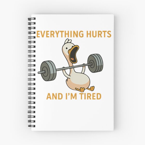 Aperçu de l'œuvre T-shirt drôle de canard de fitness « Tout me fait mal et je suis fatigué ». créée et vendue par ATLAS PARIS PRO.