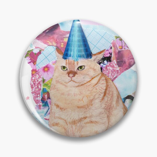 Item preview, Happy birthday | Cat wearing birthday hat collage design designed and sold by OnBambisMind.
