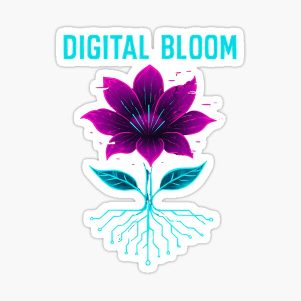 Item preview, Digital Bloom | Neon Glitch Art Flower with Circuit Roots T-shirt designed and sold by HeartwareCo.