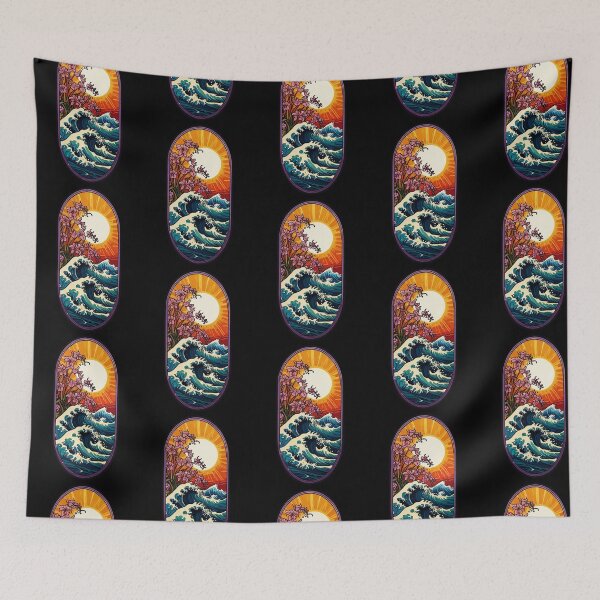 Item preview, Sunny Day Great Wave of Kanagawa with Hawaii Orchids designed and sold by NautiChic.