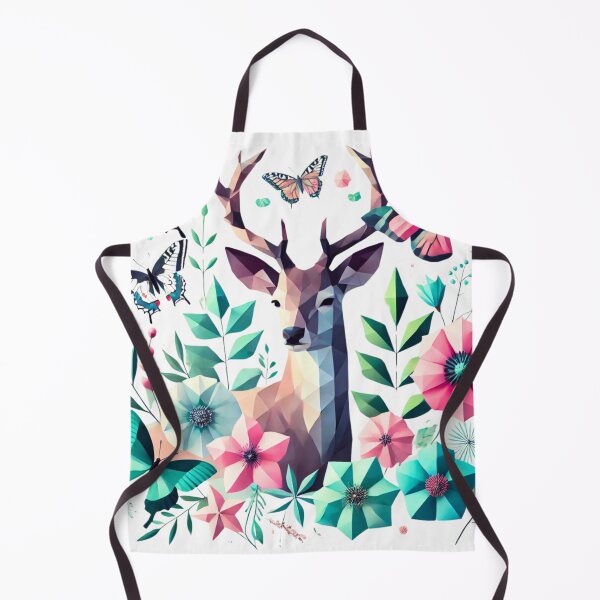 Item preview, Geometric Deer with Butterflies and Floral Nature Low Poly Wildlife Art designed and sold by PrismWild.