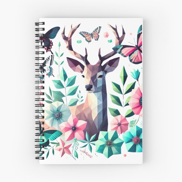 Item preview, Geometric Deer with Butterflies and Floral Nature Low Poly Wildlife Art designed and sold by PrismWild.