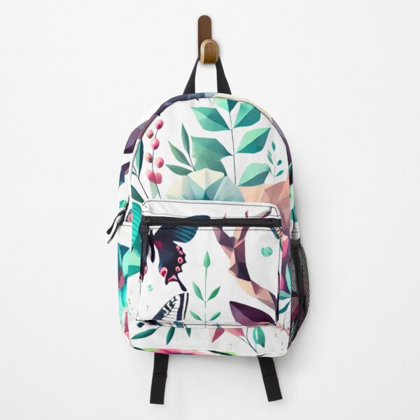 Item preview, Geometric Deer with Butterflies and Floral Nature Low Poly Wildlife Art designed and sold by PrismWild.