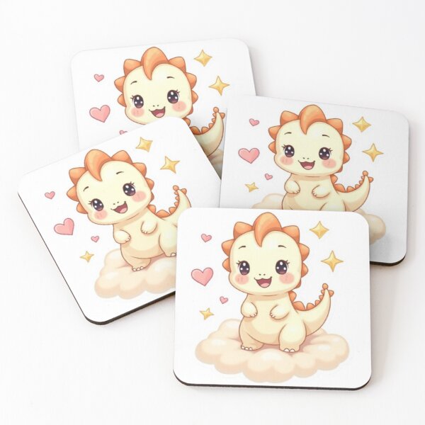 Item preview, Happy Baby Dino on Fluffy Cloud – Pastel Kawaii Fantasy Art designed and sold by CreatvShop.