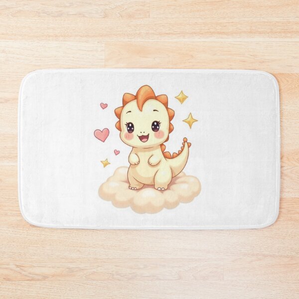 Item preview, Happy Baby Dino on Fluffy Cloud – Pastel Kawaii Fantasy Art designed and sold by CreatvShop.