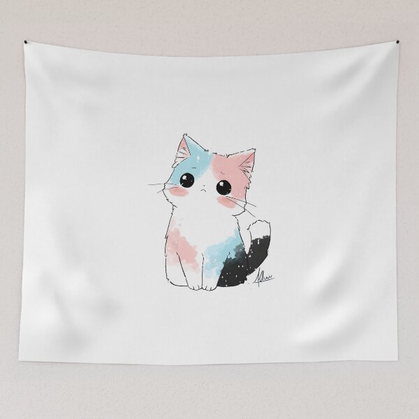Artikelvorschau, Kawaii-Katze mit großen Augen – transparenter Hintergrund entworfen und verkauft von IssaraStudio.