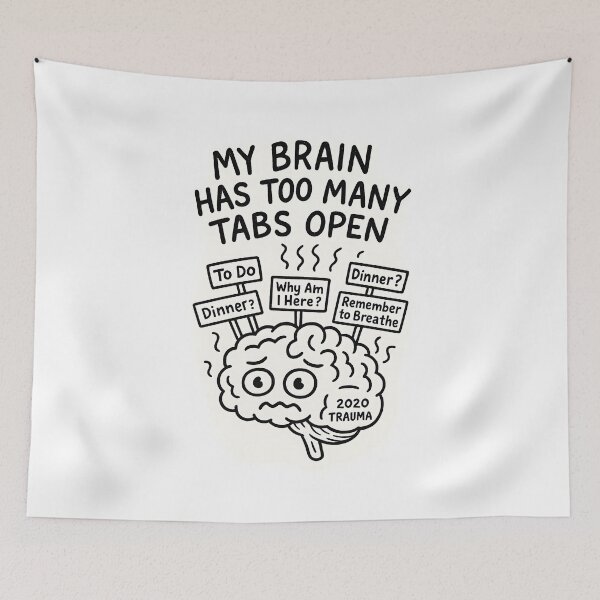 Item preview, Too Many Tabs – Overthinking Brain Doodle designed and sold by BloomOfDesign.