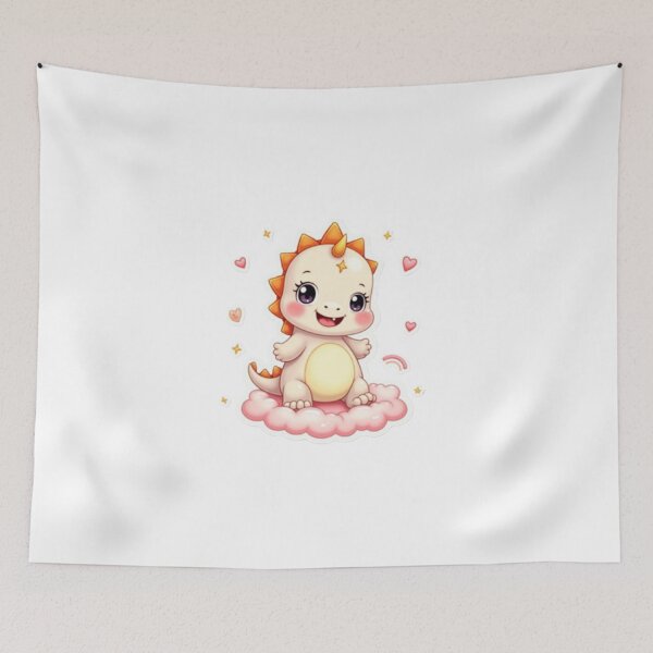 Item preview, Adorable Pastel Baby Dinosaur with Star – Magical Kawaii Cloud Friend designed and sold by CreatvShop.