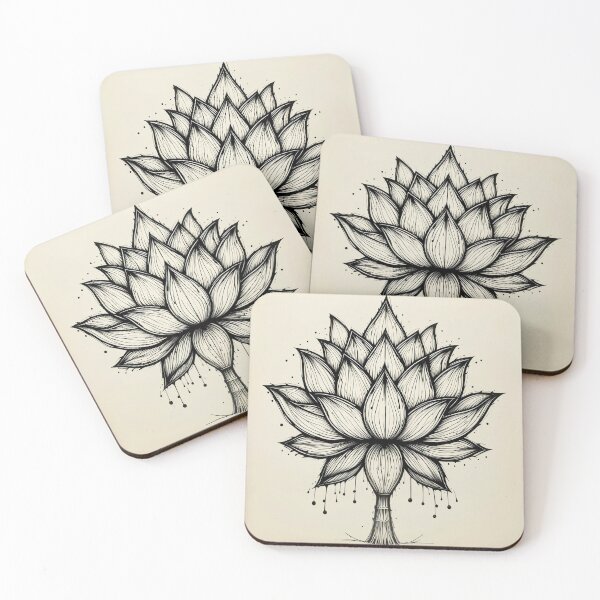 Item preview, Lotus Flower Symbol Black and White designed and sold by Agnes-Creative.