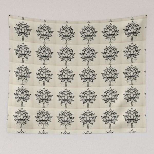 Item preview, Lotus Flower Symbol Black and White designed and sold by Agnes-Creative.