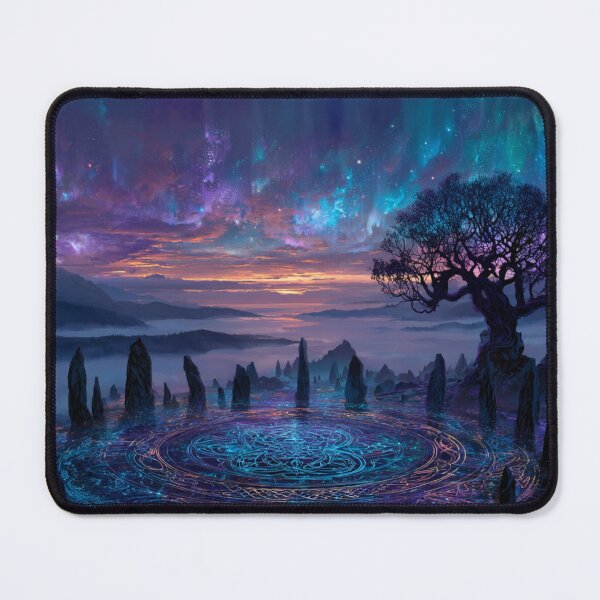 Item preview, Celtic Astral Ritual – Sacred Stone Circle and Tree Under Northern Lights designed and sold by Tommy Studio.