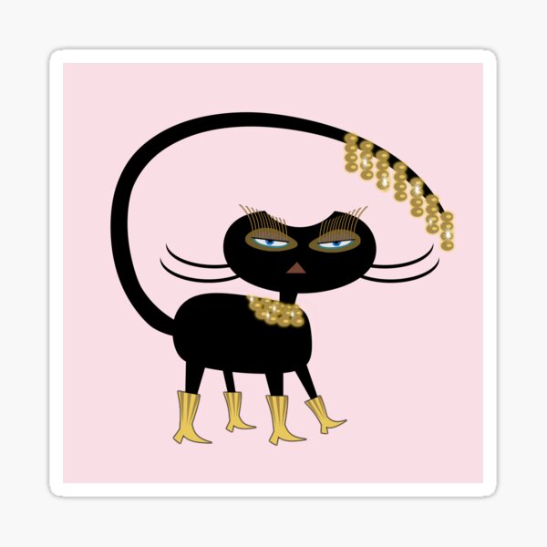 Item preview, Kitty with Gold Go-Go Boots designed and sold by WandaRichards.