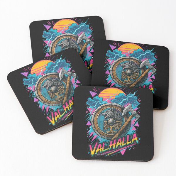 Item preview, Viking Valhalla Fenrir Yggdrasil Norse Retro Vaporwave designed and sold by TomFrontierArt.