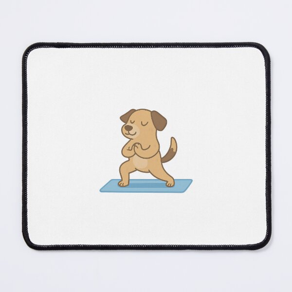 Item preview, Funny Cartoon Dog Doing Yoga on Blue Mat designed and sold by BenShirtDesign.