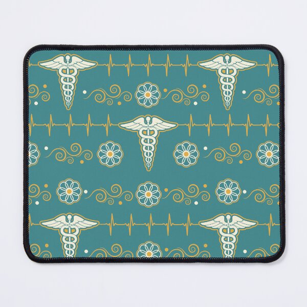 Item preview, Nurse Heartbeat Floral Teal Pattern designed and sold by BeebooDesign.