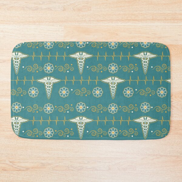 Item preview, Nurse Heartbeat Floral Teal Pattern designed and sold by BeebooDesign.