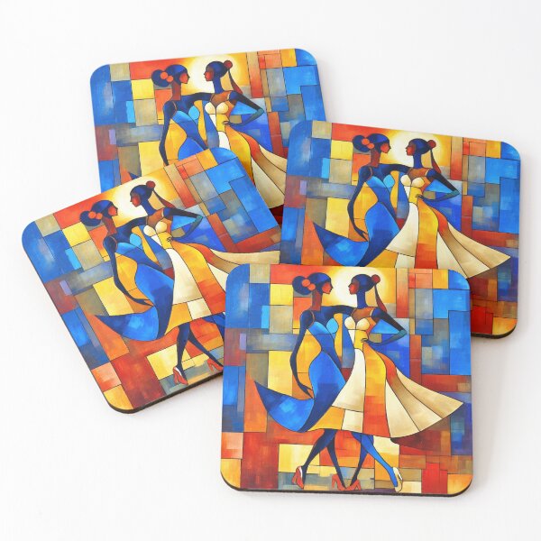 Item preview, A vibrant cubist-style painting depicting two dancers designed and sold by VividPlush.