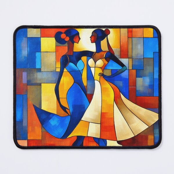 Item preview, A vibrant cubist-style painting depicting two dancers designed and sold by VividPlush.