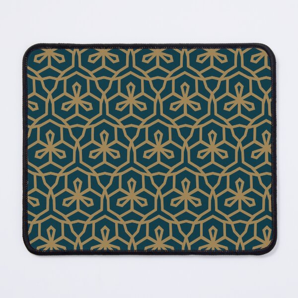 Aperçu de l'œuvre Honeycomb Flower Pattern – Ocre & Green Floral Geometry créée et vendue par Neonyx2020.