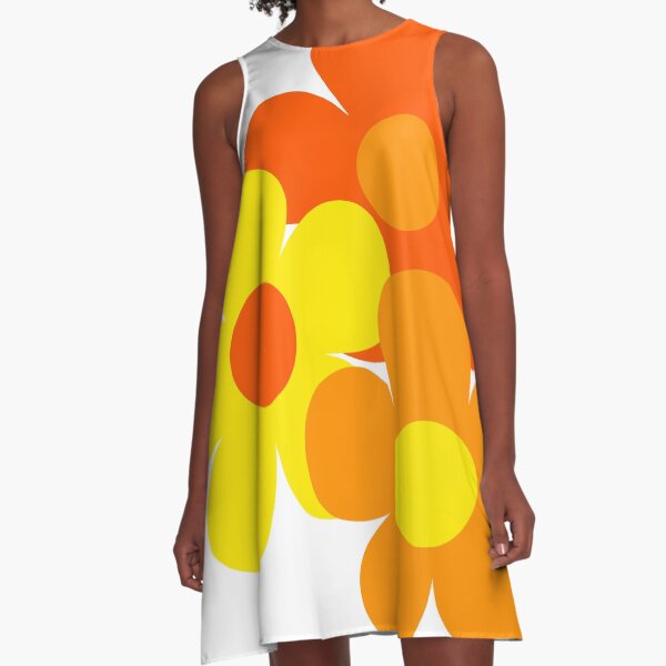 Item preview, 60's 70's Flower Power Pop Flowers in Bright Orange and Yellow designed and sold by MellowCat.