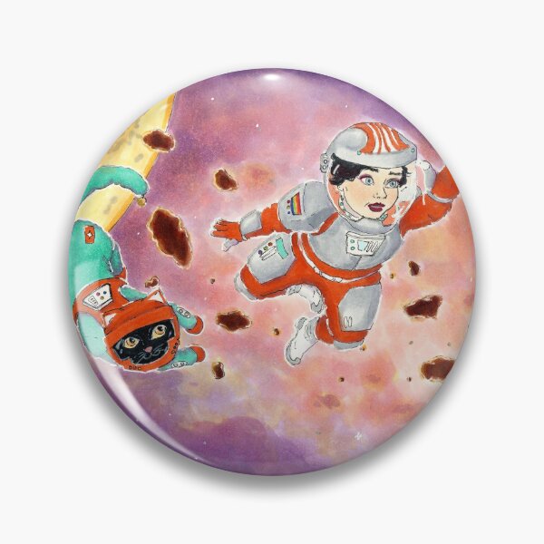 Item preview, Astronaut Exploring Space Crystals with Space Cat - Traditional Illustrated Drawing designed and sold by SChristineBrink.