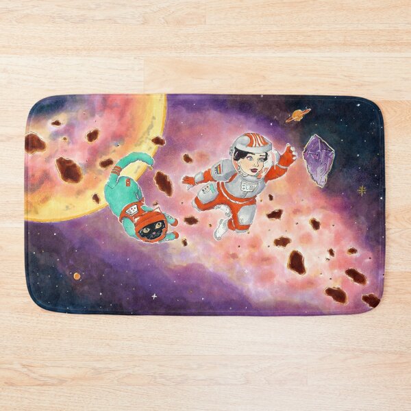 Item preview, Astronaut Exploring Space Crystals with Space Cat - Traditional Illustrated Drawing designed and sold by SChristineBrink.