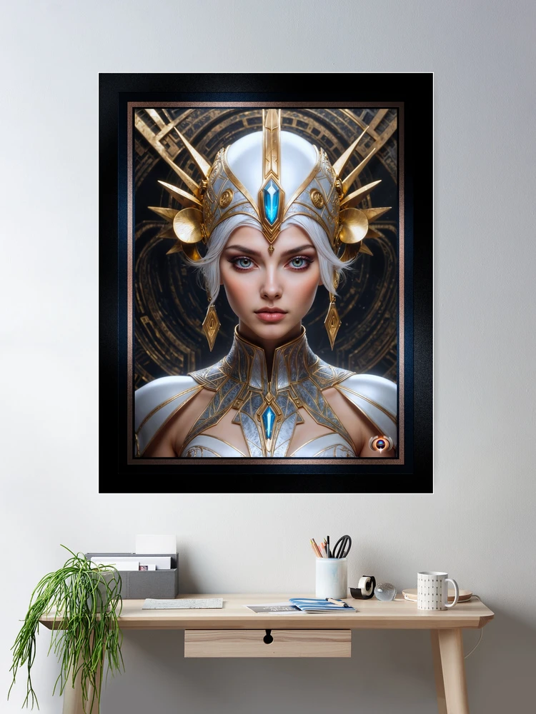 The Golden Pearl Headdress Of Rianne Velalois Mesmerizing AI Concept Art by Xzendor7 Rom Decor Poster Art Print