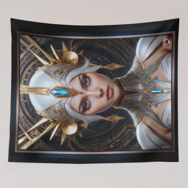 Item preview, The Golden Pearl Headdress Of Rianne Velalois Mesmerizing AI Concept Art by Xzendor7 designed and sold by Xzendor7 Digital Art Creations.