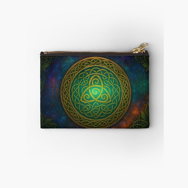 Item preview, Celtic Triquetra Symbol – Golden Knotwork Mandala with Cosmic Background designed and sold by Tommy Studio.