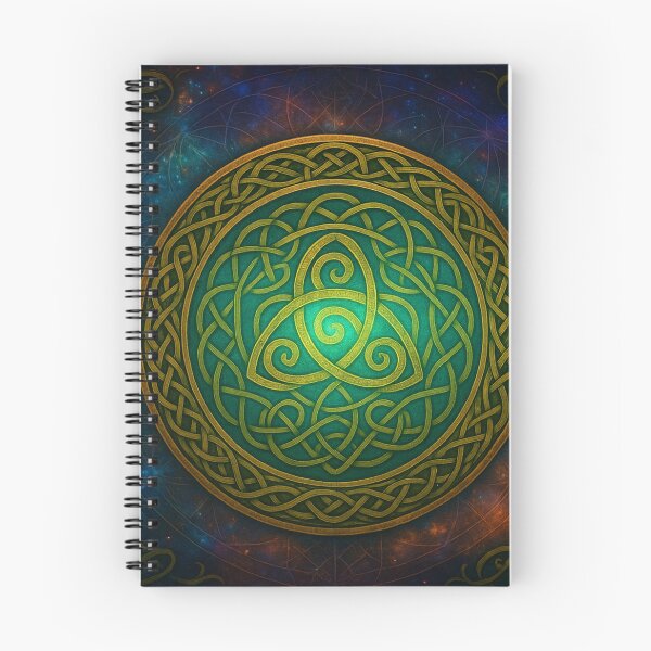 Item preview, Celtic Triquetra Symbol – Golden Knotwork Mandala with Cosmic Background designed and sold by Tommy Studio.