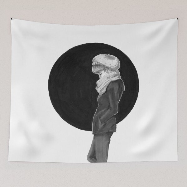 Item preview, "Shy" - Pensive Woman Thinking - Traditional Illustrated Drawing designed and sold by SChristineBrink.