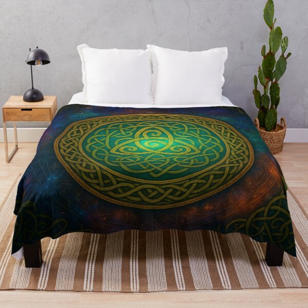 Item preview, Celtic Triquetra Symbol – Golden Knotwork Mandala with Cosmic Background designed and sold by Tommy Studio.