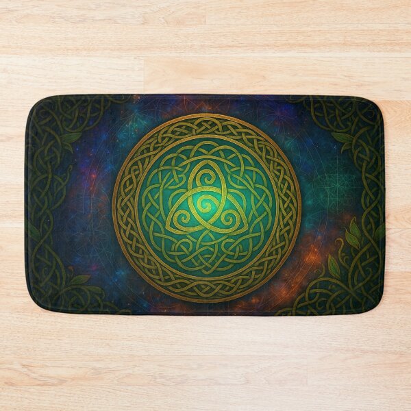 Item preview, Celtic Triquetra Symbol – Golden Knotwork Mandala with Cosmic Background designed and sold by Tommy Studio.