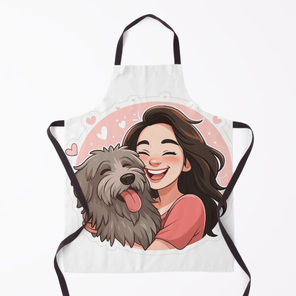 Item preview, Happy Girl with Bergamasco Sheepdog – Cute Cartoon Dog Lover Design designed and sold by GoodyPaws.
