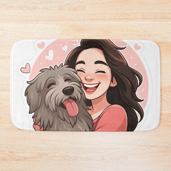 Item preview, Happy Girl with Bergamasco Sheepdog – Cute Cartoon Dog Lover Design designed and sold by GoodyPaws.
