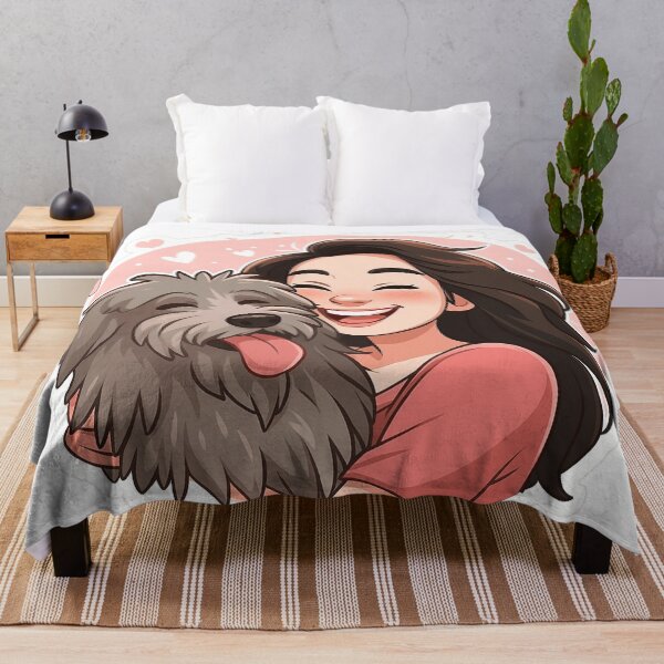 Item preview, Happy Girl with Bergamasco Sheepdog – Cute Cartoon Dog Lover Design designed and sold by GoodyPaws.