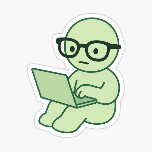 Item preview, Study Smiski Sticker – Nerd Smiski with Glasses and Laptop designed and sold by TheStickerSpell.