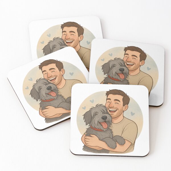 Item preview, Fluffy Bergamasco Sheepdog Hug – Cute Man and Dog Cartoon Design designed and sold by GoodyPaws.