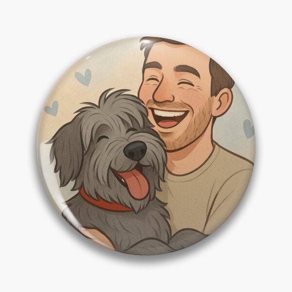 Item preview, Fluffy Bergamasco Sheepdog Hug – Cute Man and Dog Cartoon Design designed and sold by GoodyPaws.