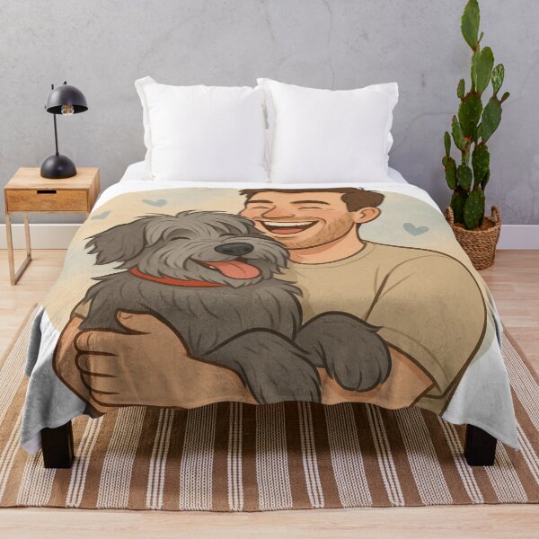 Item preview, Fluffy Bergamasco Sheepdog Hug – Cute Man and Dog Cartoon Design designed and sold by GoodyPaws.