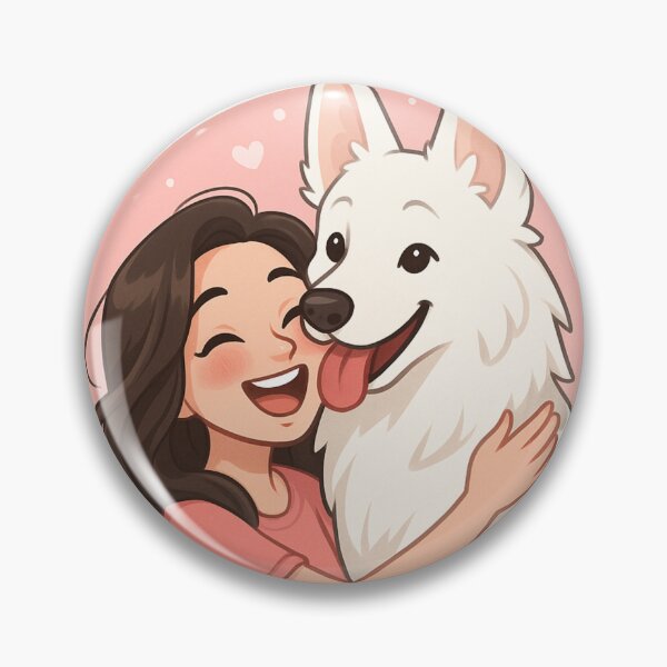 Item preview, White Swiss Shepherd Love – Cute Girl and Fluffy Dog Illustration designed and sold by GoodyPaws.
