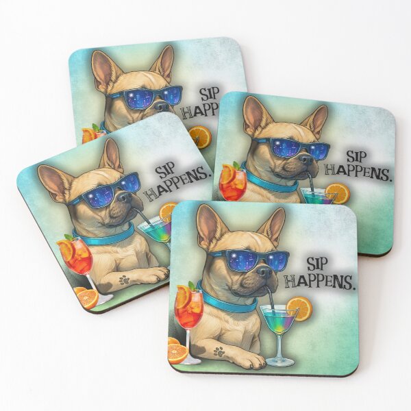 Item preview, French Bulldog Sip Happens Cocktail Art designed and sold by gleefulme.