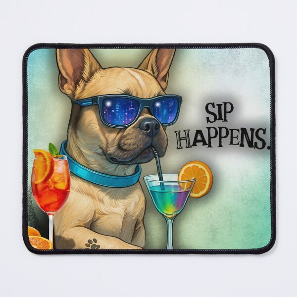Item preview, French Bulldog Sip Happens Cocktail Art designed and sold by gleefulme.