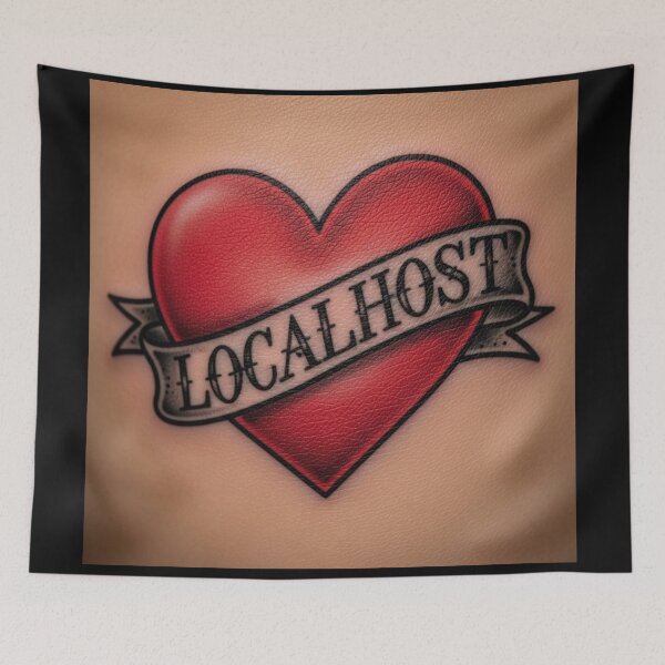 Aperçu de l'œuvre localhost Heart Tattoo, la maison d'un programmeur créée et vendue par ThisNetWear.