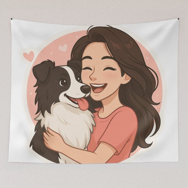 Item preview, Border Collie & Girl – Cute Cartoon Dog Lover Design designed and sold by GoodyPaws.