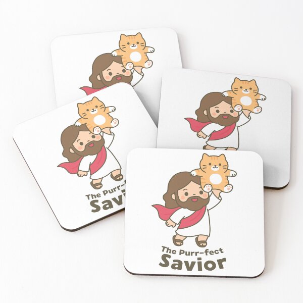 Item preview, The Purr-fect Savior Cute Jesus and Cat Illustration designed and sold by BibleProject.