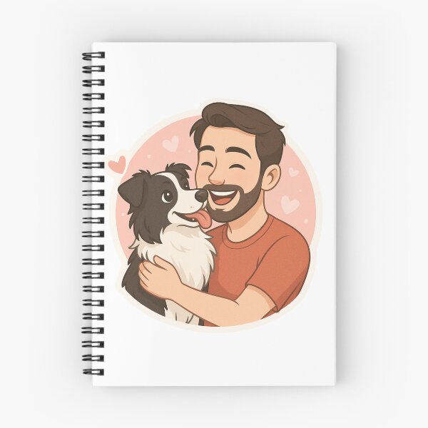 Item preview, Border Collie & Man – Loyal Dog Hug Cartoon Illustration designed and sold by GoodyPaws.